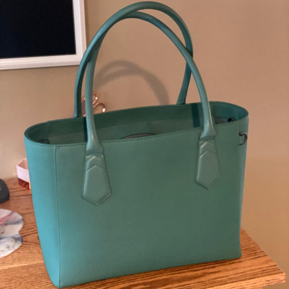 Dagne Dover classic signature tote (light teal)